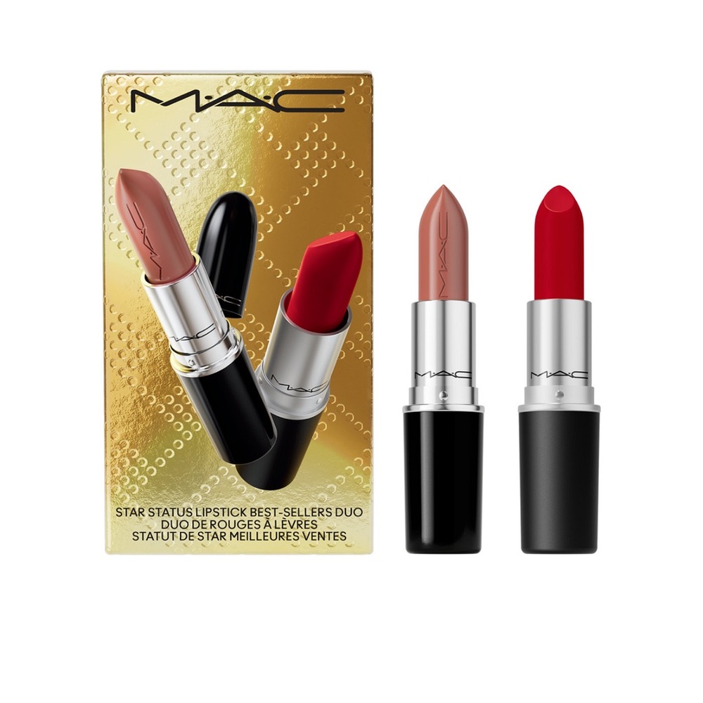 NWT MAC 2 pcs full size star status Lustreglass & Retro matte lipstick set